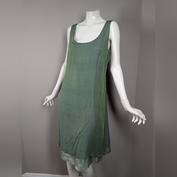 hurricane grace Dresses & Skirts - Hurricane Grace Silk Slip Dress Size 8 Green Purple Ombre 90s Minimalist Layered